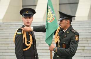 Procession with military bands in Baku on occasion of Victory Day  Azerbaijan Baku 08 november 2022